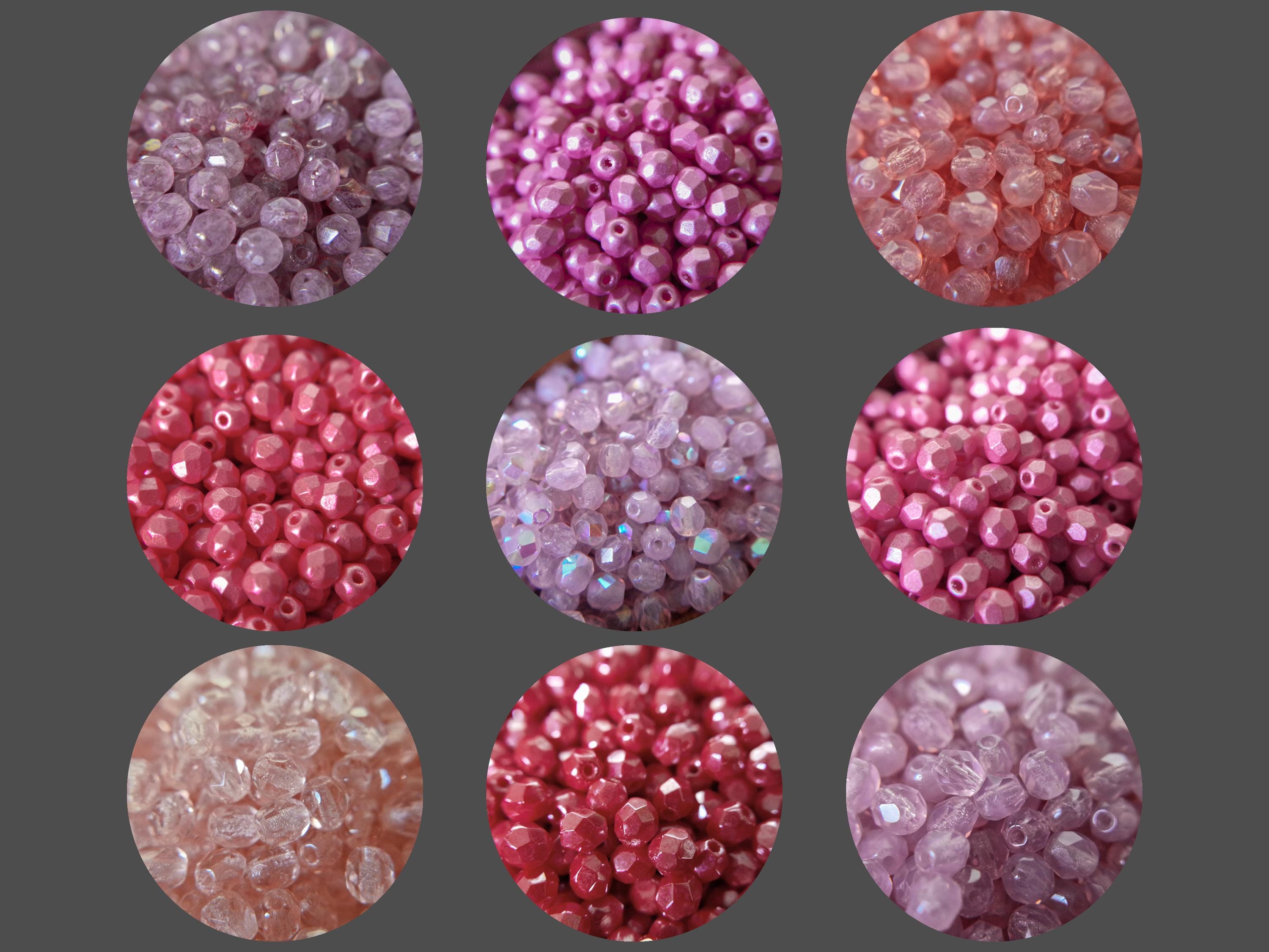 Pink Czech Glass Beads, 4mm Fire Polished Round Spacers (50) - Etsy