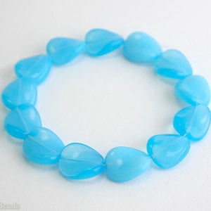 Aqua Blue Oval Czech Beads 15mm (10) Large Flat Twisted Bright Milky Opaque Opal Sky Pressed Glass Big czechbeads