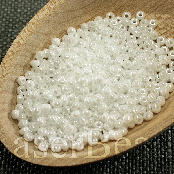 20g 10/0 seed beads Czech rocailles Opaque White Pearl Luster seed beads NR 309