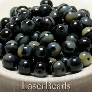 Black Czech Glass Beads 10mm (12) Round Gemstone style
