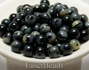 Black Czech Glass Beads 10mm (12) Round Gemstone style