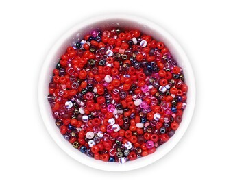 Red & White Czech Seed Beads: 2mm Rocaille Mix, 20g MIX-88
