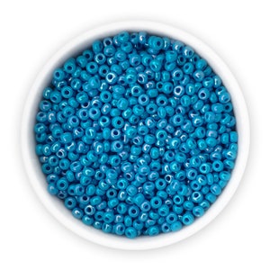 Opaque blue seed beads size 10/0 20g Czech Preciosa glass rocailles Luster AB NR 692 64050