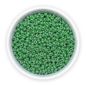 Czech seed beads size 10/0 20g Opaque green luster shimmer Preciosa rocailles NR 649