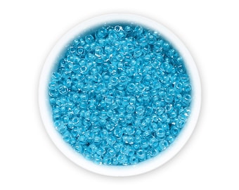 Rocailles tchèques transparentes doublées bleu aqua, taille 8/0 (20 g) NR 16