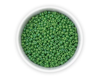 Czech seed beads size 10/0 20g Opaque green luster AB Preciosa rocailles NR 331-19001-54210