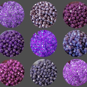 Faceted purple beads, 4mm round glass (50) Czech fire polished glass beads, 4 mm opaque spacers 4mmbeads czechbeads