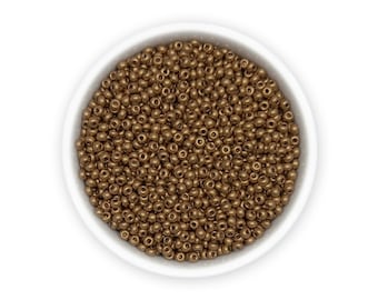 Cuentas de vidrio checo de latón dorado mate, 2 mm, tamaño 11/0 (20 g), NR 841 01740