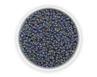 20g 11/0 seed beads Czech rocailles Frosted Matte Iris blue green seed beads Nr 824