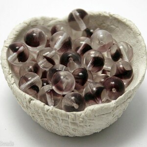 Purple and Clear Czech Round Glass Beads 8mm (20) Opaque druk beads. Two Colors
