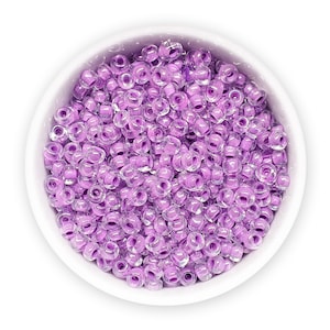 3mm seed beads 20g 8/0 Czech rocailles Purple Lined beads NR 796