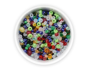 Czech Seed Beads: Green, White Rocaille Mix (20g) MIX-93
