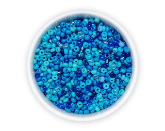 Mixed seed beads 20g Blue Czech rocailles size 9/0 10/0 MIX-92 mix Assorted beads