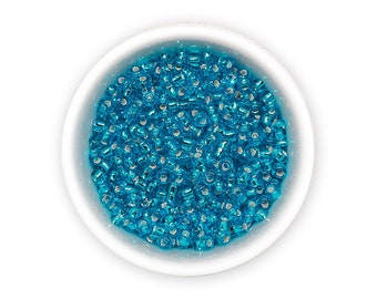 Size 8 seed beads Czech rocailles 20g blue silver lined Preciosa Ornela NR 552