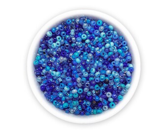 Cuentas mixtas de rocallas checas azules de 20 g, tamaño 9/0, 10/0 y 11/0 MIX-108