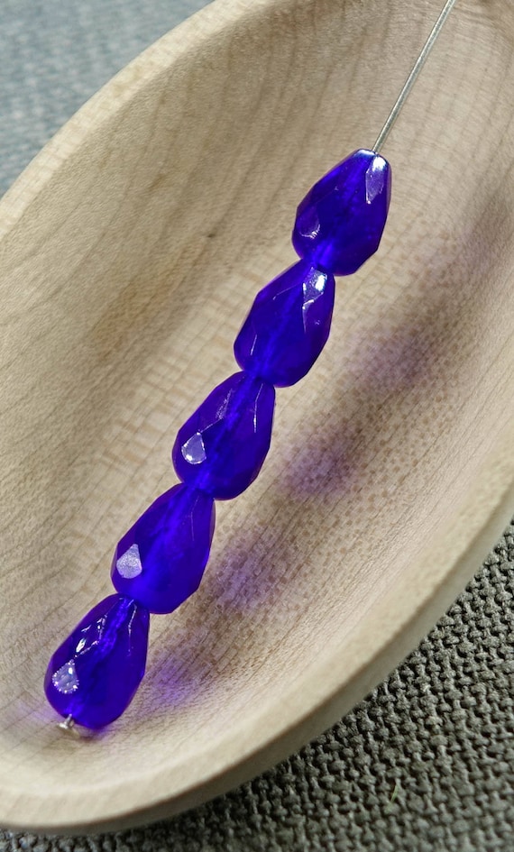 20pc 10mm Blue Teardrop beads faceted beads 10x7mm Czech glass beads  Faceted teardrops fire polished pear beads 10mm colbalt saphire