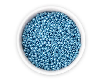 3mm Glass seed beads size 8/0 20g Opaque blue luster Czech Preciosa rocailles NR 684-8 68050