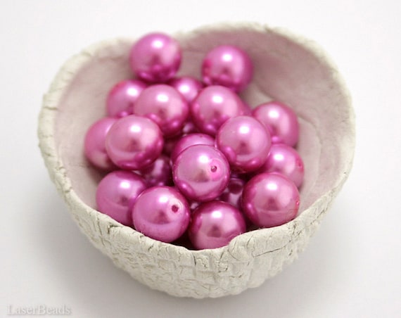 Faux Pearl Pink Czech Glass Pearl Beads 9mm (20) Pressed Round