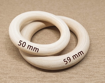 Anelli di legno artigianali 5 pezzi Macrame 50mm 60mm