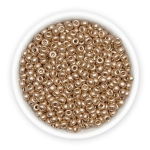 Size 8/0 20 g Glass Czech Seed Beads, Gold yellow Round shaped matted metallic, Preciosa Rocailles NR 834 01710