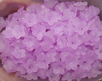 Magenta Acrylic Flower Beads, Frosted Matte Lucite (16)