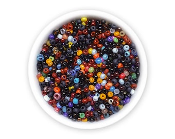 Czech Glass Seed Beads, Black Rainbow Mix (20g) MIX-107