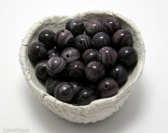Purple and White Striped Czech Glass Beads 8mm (20)