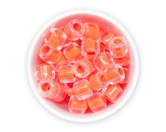 Czech pony beads 8mm large hole 3.5mm 20pc Neon orange NR 548