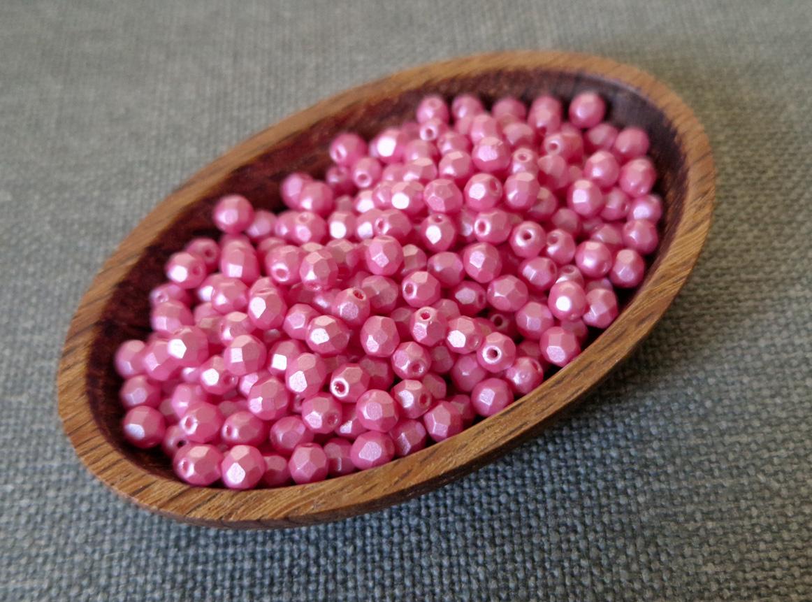 Pink Czech Glass Beads, 4mm Fire Polished Round Spacers (50) - Etsy
