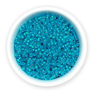 Seed beads 10/0 20g Blue Czech rocailles silver lined frosted matte NR 331-39001-67150 Embroidery Colorfast