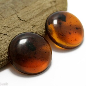 Acrylic Cabochon 23mm (4) Flat Round Plastic Amber Topaz Brown