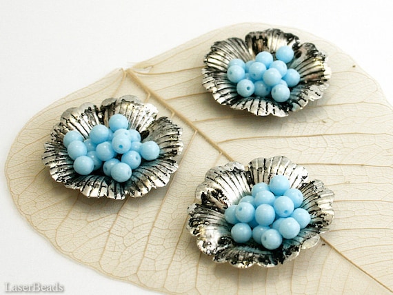 Blue Glass Beads 4mm (100) Czech Pressed Round Druk Opaque Light