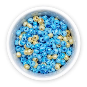 Mixed seed beads 20g blue yellow Opaque Czech rocailles size 6/0 MIX 42 mix Assorted beads