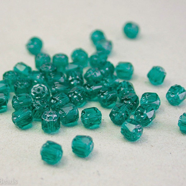 Teal Fire Polished Beads 6mm Faceted (35) Czech Polish Round Cathedral Acorn Glass last