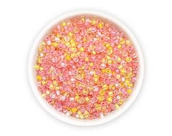 Mixed seed beads 20g pink yellow Czech rocailles size 9/0-10/0 MIX 123 mix Assorted beads