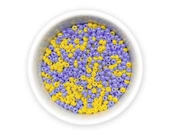 Mixed seed beads 20g blue yellow Czech rocailles size 10/0 MIX 45 mix Assorted beads bead variety pack, multicolor beads
