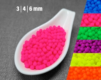 Czech Neon Glass Beads, Pink UV Reactive Druk Beads, 3mm 4mm 6mm Round Spacer Beads, Bright Colors for Jewelry Crafts