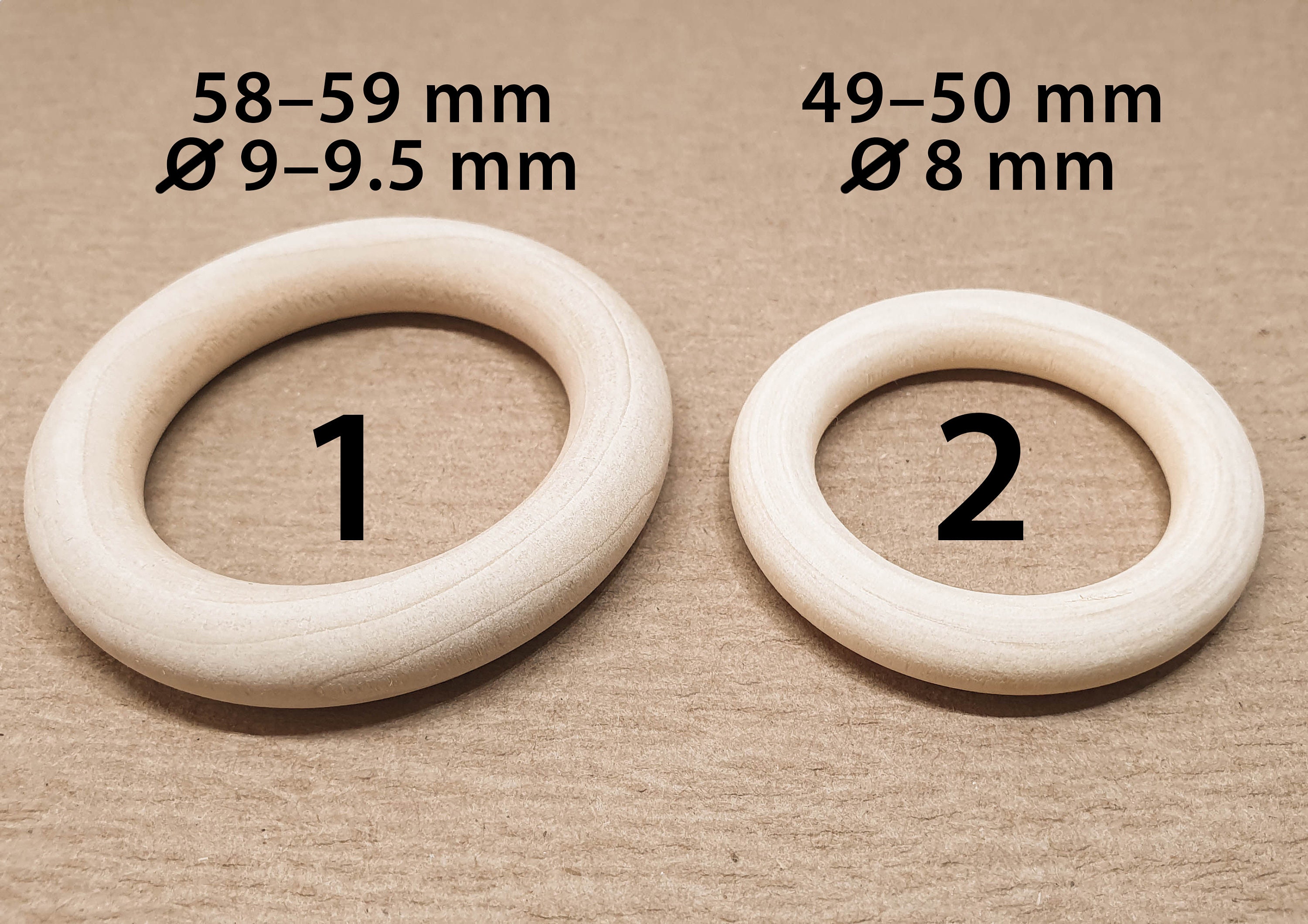 Macrame wooden rings - 50 mm, 50 pcs.