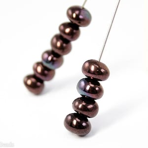 Small Bronze Czech Beads 6mm (30) Rondelle Metallic Dark Purple GlassAmethyst shimmer czechbeads