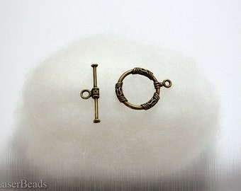 Antiqued Brass Bronze Toggle Clasp (5 sets) Filigree