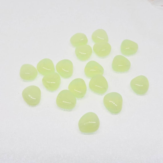 Perles En Verre Galets à Cœur Jaune Citron - Translucides Et Opaques - Origine Inde