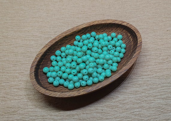 4mm glass beads 50pc round blue Czech beads opaque druk 63130 mm 4mmbeads