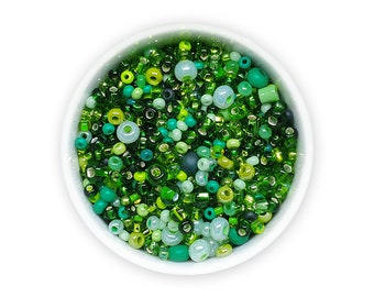 Green mixed seed beads 20g Czech rocailles size 3mm 2mm 6/0 9/0 10/0 11/0 MIX-121 mix