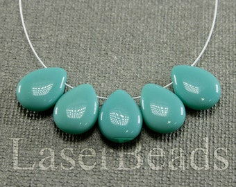 10pc Turquoise blue teardrops 16mm | Blue glass beads | Turquoise briolette Czech Glass | Opaque Blue beads