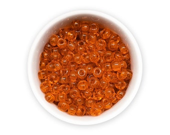 Transparent Orange Czech Seed Beads 5/0: Large Hole Rocaille Beads, 20g NR 625