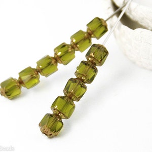 Olive Green Bronze Fire Polished Beads 6mm Faceted (35) Czech Polish Round Cathedral Acorn Glass last