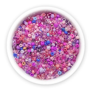 Mixed seed beads 20g pink Czech rocailles size 9/0 10/0 11/0 MIX-104 mix Assorted beads