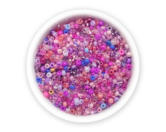 Pink Czech Glass Seed Beads, Rocaille Mix, 20g MIX-104