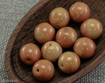 12mm beads round brown Czech glass - 10pc last
