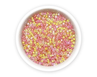 Mixed seed beads 20g pink yellow Czech rocailles size 9/0-10/0 MIX 51 mix
